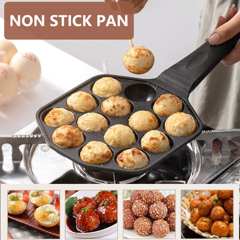 Takoyaki Pan Cast - 12/14 fori Takoyaki padella manico in